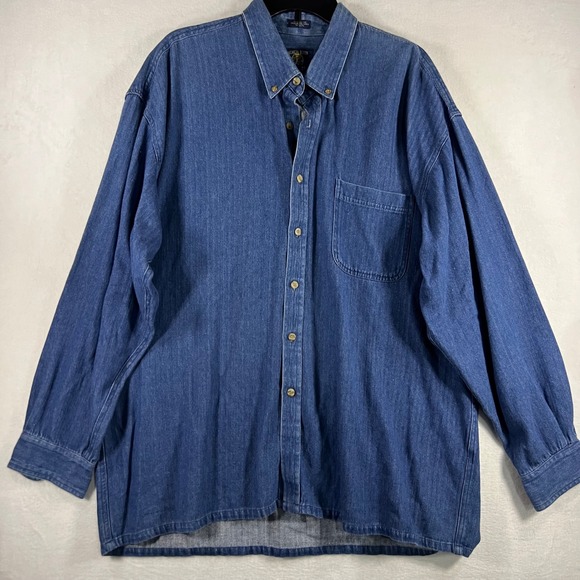 Salmon River Traders Other - Salmon River Traders Big Man 1X Denim Button Down Shirt Long Sleeve